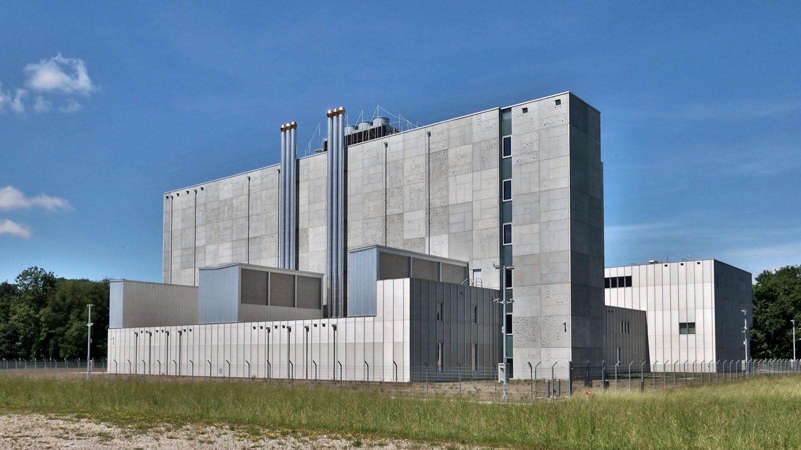 Hardened windowless facility behind a security perimeter